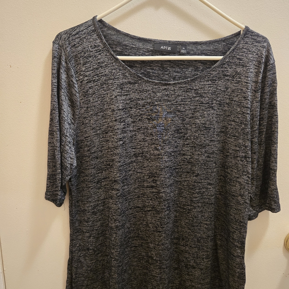 Apt. 9 Gray Relaxed 3/4 Sleeve Tee
